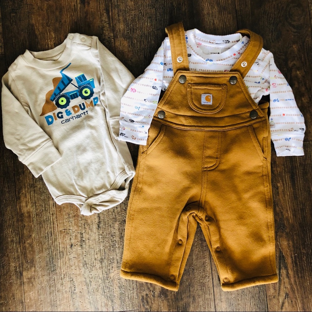 SOLD! Carhartt Baby Boy Overalls & Onesie Bundle
